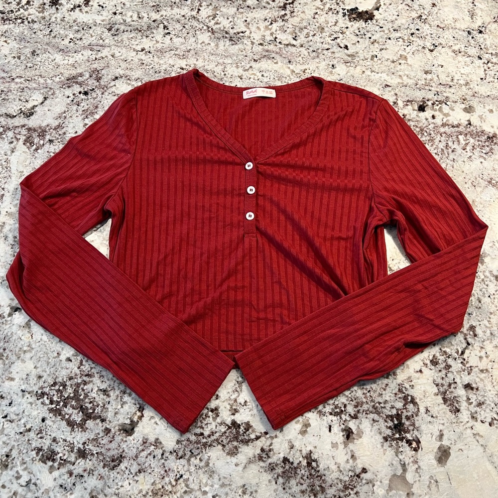 Rust Red Long Sleeve Top